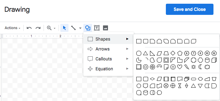 drawings and shapes in google docs